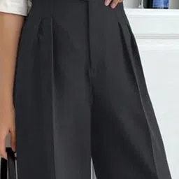 BROADSTAR Women Smart Loose Fit High-Rise Easy Wash Pleated Korean Trousers image 3