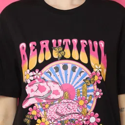 Tromko Women Pack of 2 Graphic Printed Round Neck Cotton Oversized T-shirts image 5