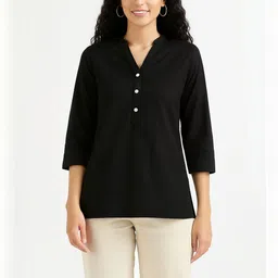 Moda Rapido Women Mandarin Collar Cotton Top-picture-43