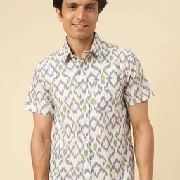 Fabindia Ethnic Motifs Printed Spread Collar Short Sleeves Cotton Shirt-image-9