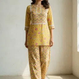 Gopi Prem Floral Printed Round Neck Pure Cotton Straight Kurta With Salwar-picture-13