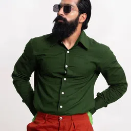 SVKETAIL Men Comfort Fit Solid Spread Collar Cotton Casual Shirt-picture-44