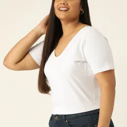 theRebelinme Women Plus Size Cotton Blouson Crop Top image 3