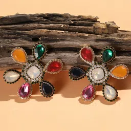 KPOP Gold Plated Rhinestone Contemporary Studs-image-67