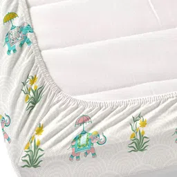 Home Ecstasy White Printed Pure Cotton 140TC Double King Bedsheet Set 1.83 m x 1.98 m image 5