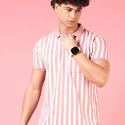 V-Mart Men Striped Polo Collar Cotton T-shirt-picture-36