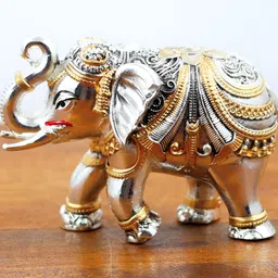 INTERNATIONAL GIFT Silver-Toned & Gold-toned Elephant Statue Resin Showpiece-image-38