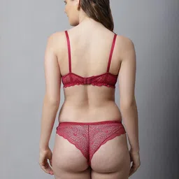 samvar Women Maroon,Brown Cotton Bra Panty Set for Lingerie Set Undergarments Pack of 2 image 4