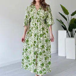 MANOJAVA Women Floral Print Midi Dress-image-9