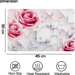Aura 6Pcs White & Pink Printed Anti-Slip Table Placemats image 2