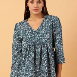 NEESH Women Floral Printed Gathered or Pleated V-Neck Empire Top-picture-17