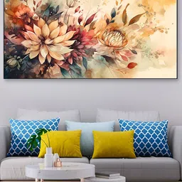 DEKORSTATION Beige & Pink Floral Printed Canvas Wall Art-picture-39