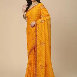 RATAN Leheriya Poly Georgette Leheriya Saree image 4