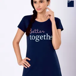 Novio Women Pack of 2 Typography Printed Round Neck Cotton T-shirts-image-70