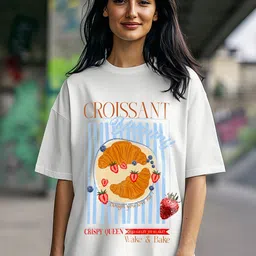 Bewakoof Women Conversational Printed Round Neck Cotton Oversized T-shirt-image-90