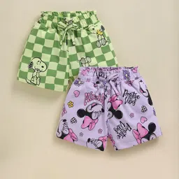 Biskid Girls Cotton Mid-Rise Printed Hot Pants Shorts-image-1
