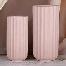 LASAKI Ayla Pink 2 Pieces Textured Ceramic Flower Vases image 2