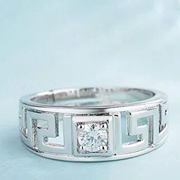 Lila Men Sterling Silver AD-Studded Adjustable Finger Ring image 3