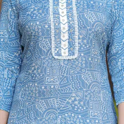 JAIPURI COLLECTION Women Printed Thread Work Pure Cotton Kurta with Trousers & Dupatta image 2