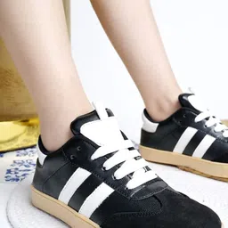 Stylestry Women Black Striped Lace-Ups Sneakers-picture-37