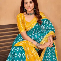 Munir Zari Pure Cotton Ikat Saree image 3