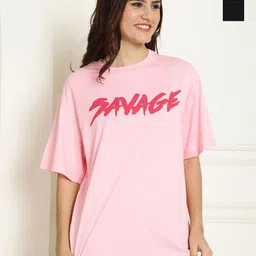 Metronaut Women Typography Pack Of 2 Printed Cotton Oversized T-shirt-picture-13