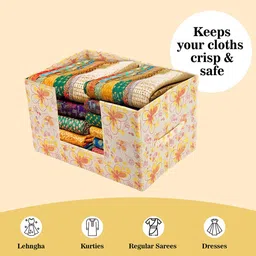 Kuber Industries Cream-Coloured & Yellow 2 Pieces Printed Cloth Organisers image 4