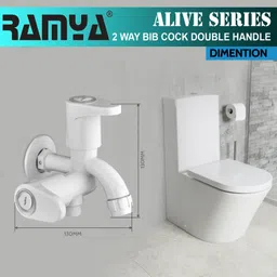 ramya Alive Bib Cock 2 Way Tap PTMT Faucet With Flange Water Tap Twin Elbow Valve Faucet image 3