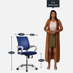 furniturstation Mesh Breathable Mesh Ergonomic Chair in Blue Colour image 2