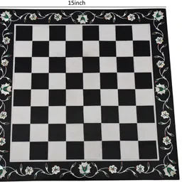 aargkraft 15x15 Black Floral Marble Chess Board (Without Pieces) 2 cm Chess Board image 4
