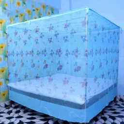 nisha enterprise HDPE - High Density Poly Ethylene Adults Washable Flower Printed Double Bed size mosquito net Mosquito Net-picture-15
