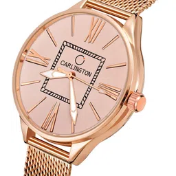 CARLINGTON Women Rose Gold-Toned Dial & Rose Gold Toned Straps Analogue Watch CT2015 image 4