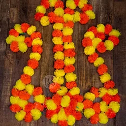BS AMOR Set Of 5 Yellow & Orange Coloured Solid Marigold Garland Artificial Flowers image 5