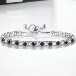 Jewels Galaxy Silver-Plated Cubic Zirconia Wraparound Bracelet image 3