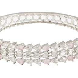 Jazz and Sizzle Rhodium-Plated Brass American Diamond Bangle-Style Bracelet image 3