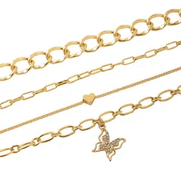 kashwini Pack Of 4  Women Gold-Toned & White Brass Gold-Plated Charm Bracelet image 3