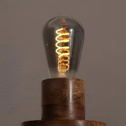 FIG Brown Textured Wooden Abstract Shaped Naked Table Lamp with Bulb image 4