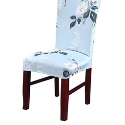 HOUSE OF QUIRK Turquoise Blue & Grey Printed Stretchable Removable Chair Covers image 5