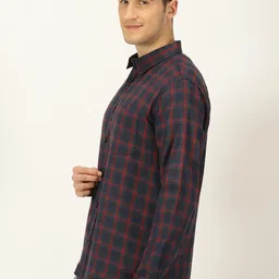 Metronaut Classic Slim Fit Cotton Tartan Checks Opaque Checked Casual Shirt image 4