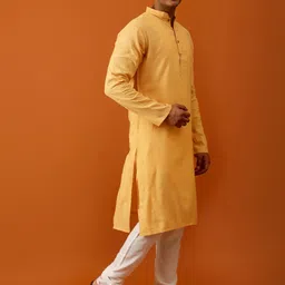 Streaks & Crosses Mandarin Collar Pure Cotton Kurta with Churidar image 3