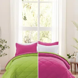 RF RELAXFEEL Pink & Green Heavy Winter 233 GSM Single Bed Comforter image 4
