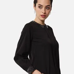 ALL WAYS YOU Cuffed Sleeves Sequinned Top image 3