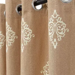 Soumya Beige & Off-White Single Room Darkening Window Curtain image 4