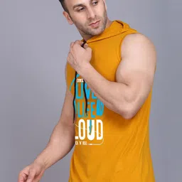 SLOWLORIS Men Printed Hooded Gym Vests image 3