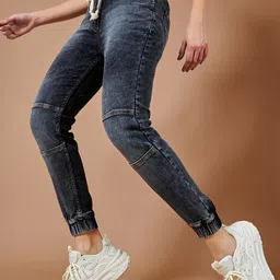 The Roadster Lifestyle Co. Women Regular High Rise Clean Look Stretchable denim joggers-picture-21