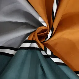 Arrabi 6 Pcs Green & Orange Colored Striped Printed Diwan image 3