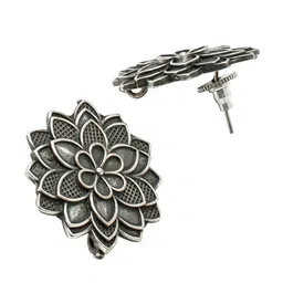 Shining Jewel - By Shivansh Silver-Plated Oxidized Contemporary Studs Earrings image 3