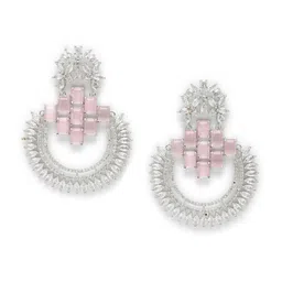 ZENEME Rhodium Plated Circular Chandbalis Earrings image 3