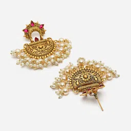 PANASH Gold Plated Classic Pearl Studded Chandbalis image 3