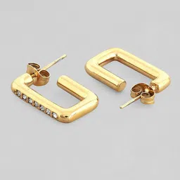 Rubans Voguish 18K Gold-Plated Geometric Half Hoop Earrings image 2